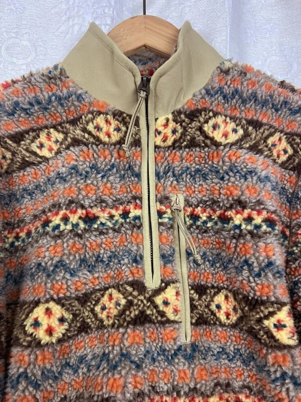 J. Crew Nordic Fair Isle Sherpa Fleece Half-zip Pullover men's S women's M/L